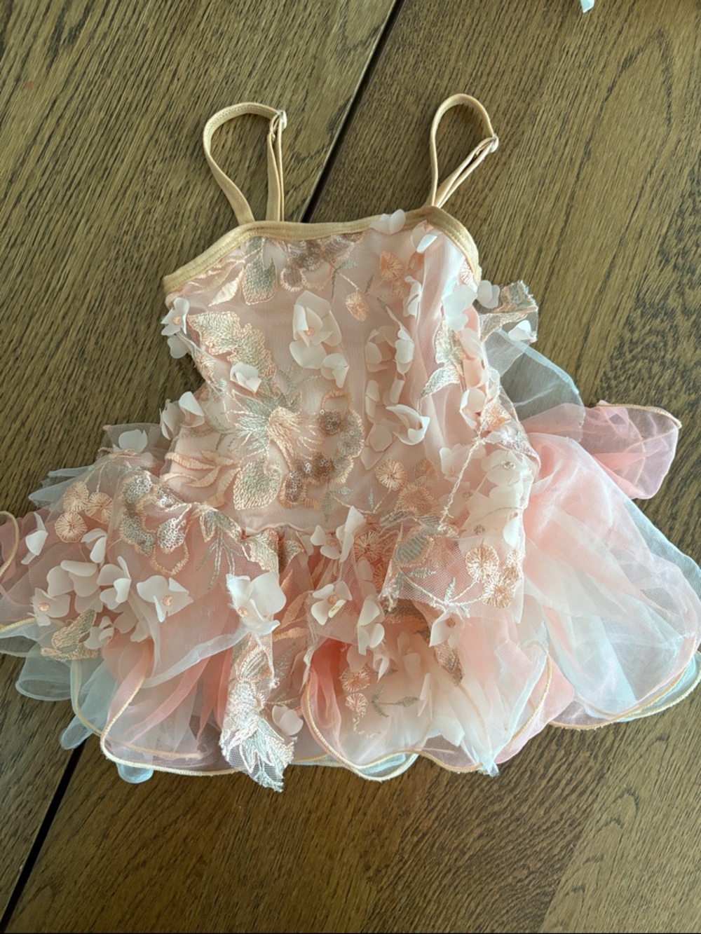 A Wish Come True 2-4Y Satin Slipper Kids Pink Floral Ballet Tutu Tulle Dress